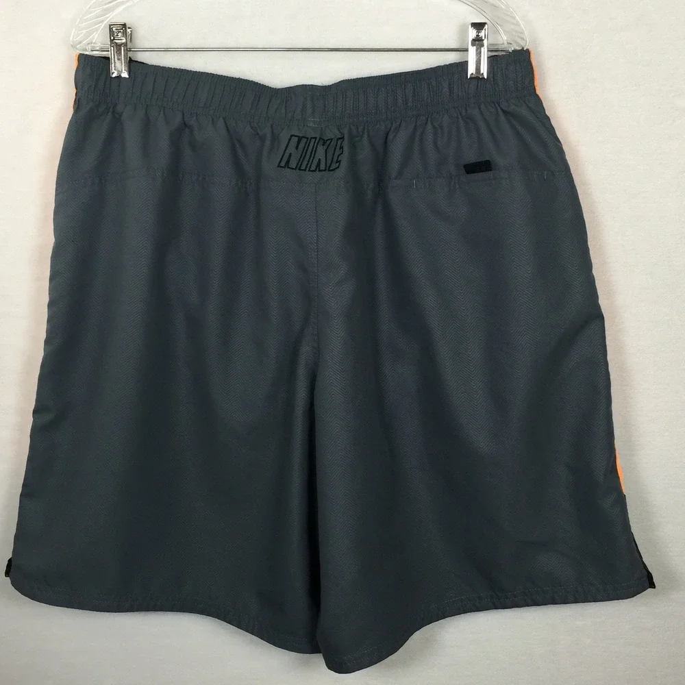 Nike Mens XXL‎ Running Training Shorts Swim Trunks Gray Orange Athletic Gym